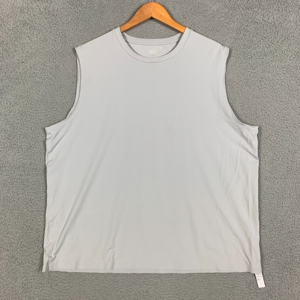 Alo Yoga Idol Tank Men's XXL 2XL Titanium Performance Stretch Gym Fitness Muscle